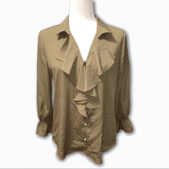 Karl Lagerfeld Paris Ruffle Faux Pearl Blouse - Picture 7 of 7